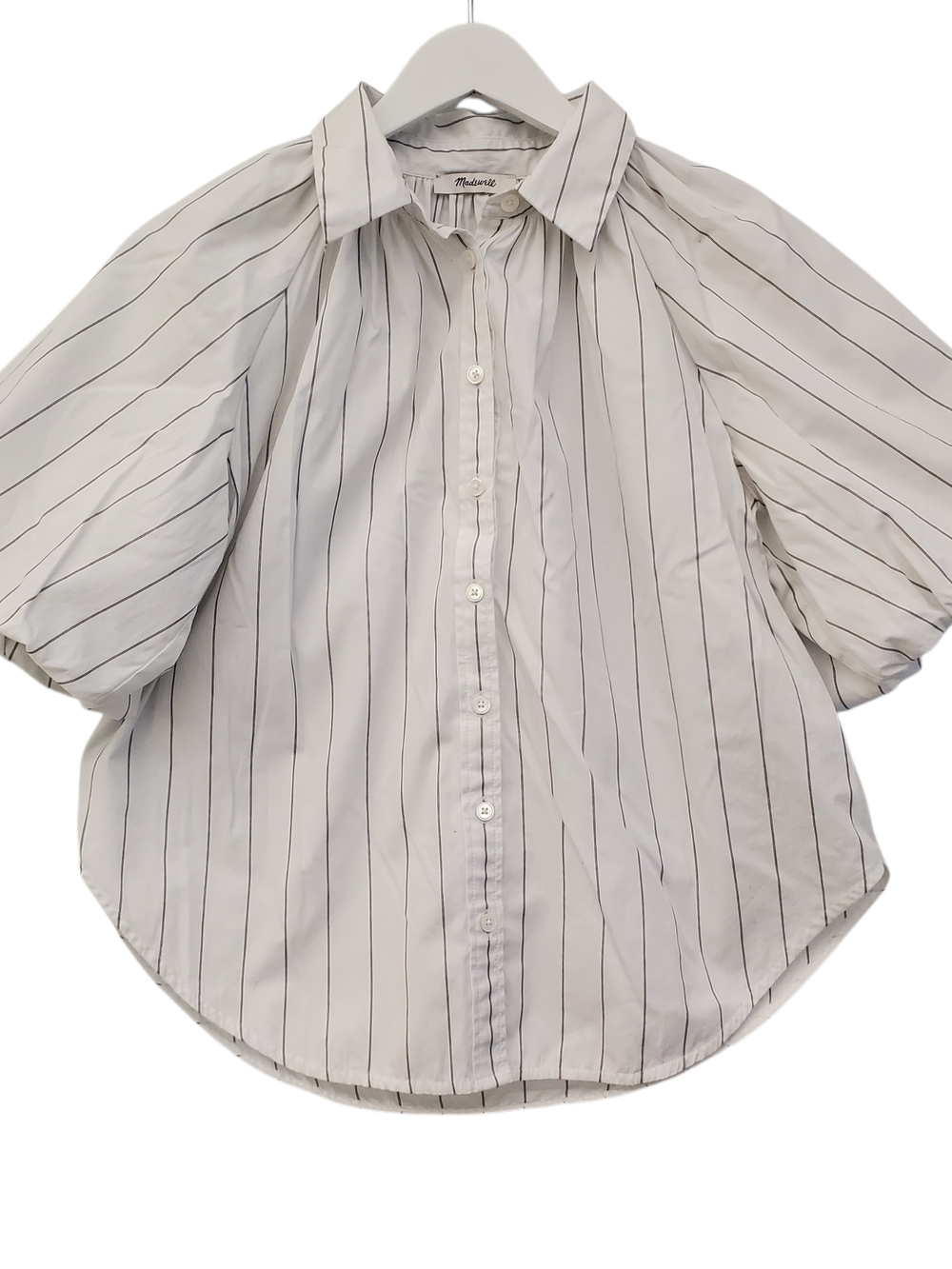 Madewell White Shirt with Black Pinstripes